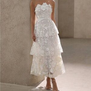 Elegant White Floral Lace Dress